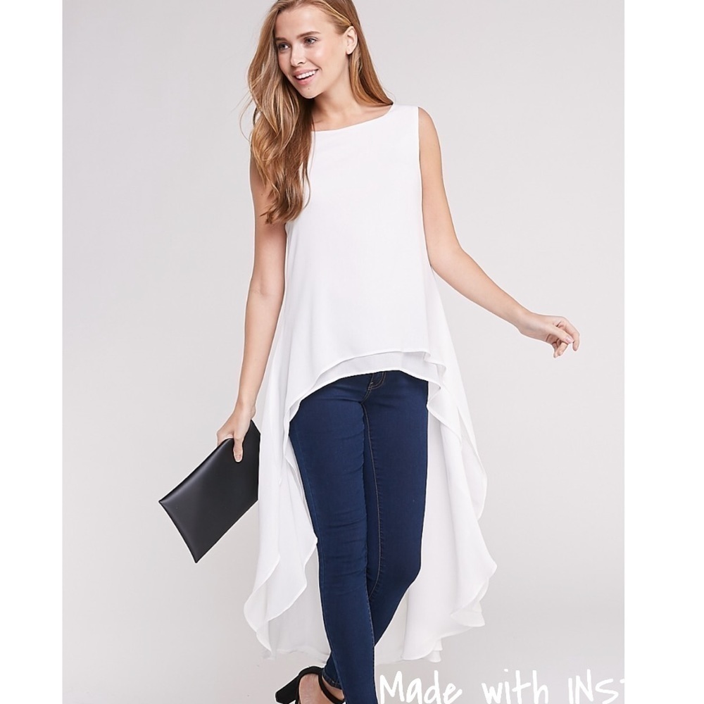 Day & Night White High Low Flowy White Top